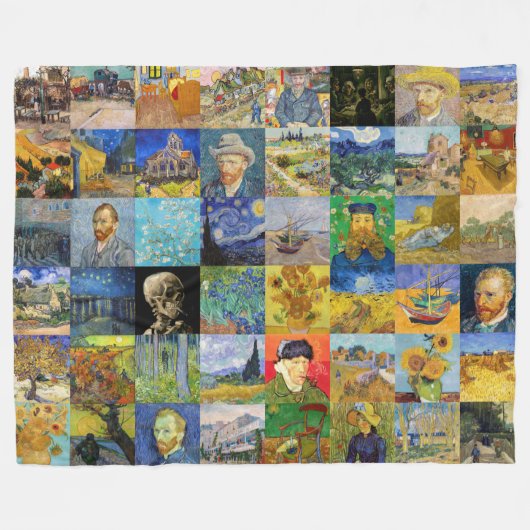 Vincent van Gogh - Meisterwerke Mosaic Patchwork Fleecedecke (Vorderseite (Horizontal))