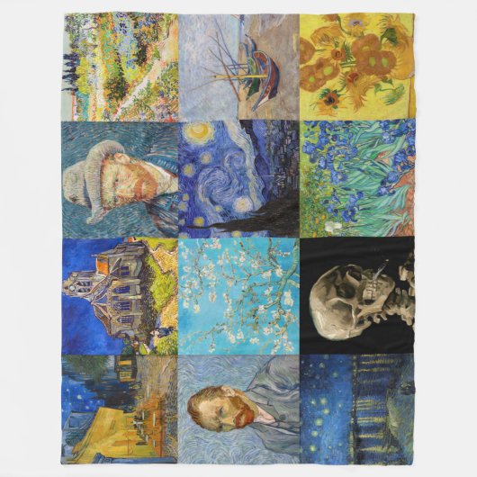 Vincent van Gogh - Meisterwerke Mosaic Patchwork Fleecedecke (Vorderseite)