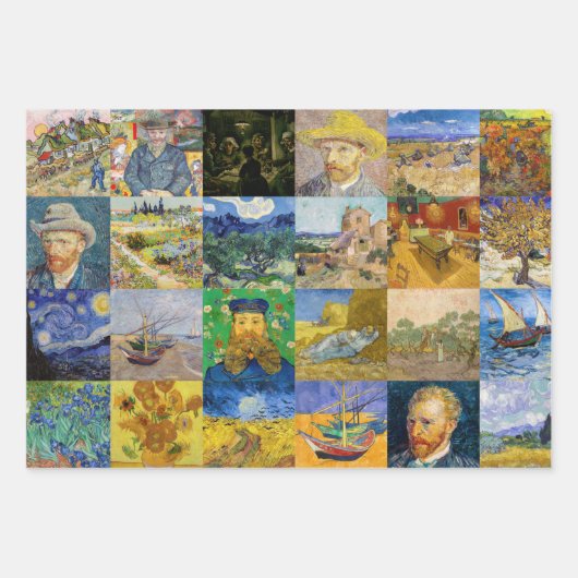 Vincent van Gogh - Meisterwerke Mosaic Patchwork Geschenkpapier Set (Vorderseite 3)