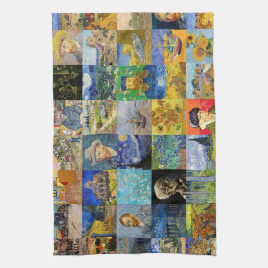 Vincent van Gogh - Meisterwerke Mosaic Patchwork Geschirrtuch (Vertikal)