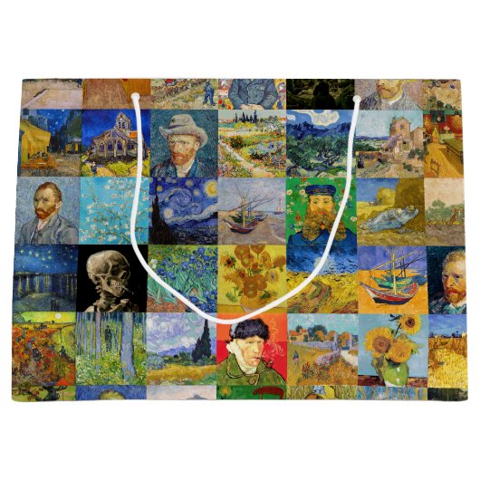 Vincent van Gogh - Meisterwerke Mosaic Patchwork Große Geschenktüte (Vorderseite)