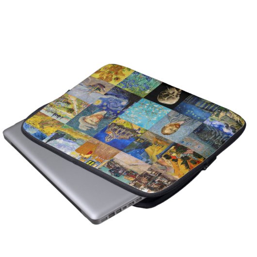 Vincent van Gogh - Meisterwerke Mosaic Patchwork Laptopschutzhülle (Vorne Knopf)