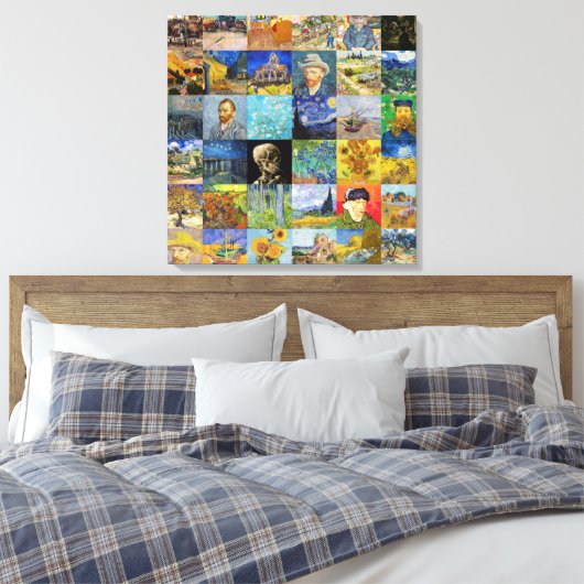 Vincent van Gogh - Meisterwerke Mosaic Patchwork Leinwanddruck (Insitu (Schlafzimmer))