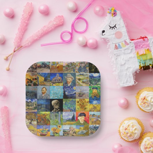 Vincent van Gogh - Meisterwerke Mosaic Patchwork Pappteller (Party)