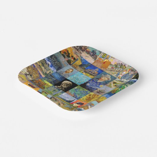 Vincent van Gogh - Meisterwerke Mosaic Patchwork Pappteller (Gewinkelt)