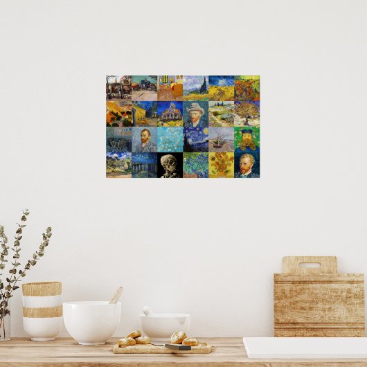 Vincent van Gogh - Meisterwerke Mosaic Patchwork Poster (Küche)