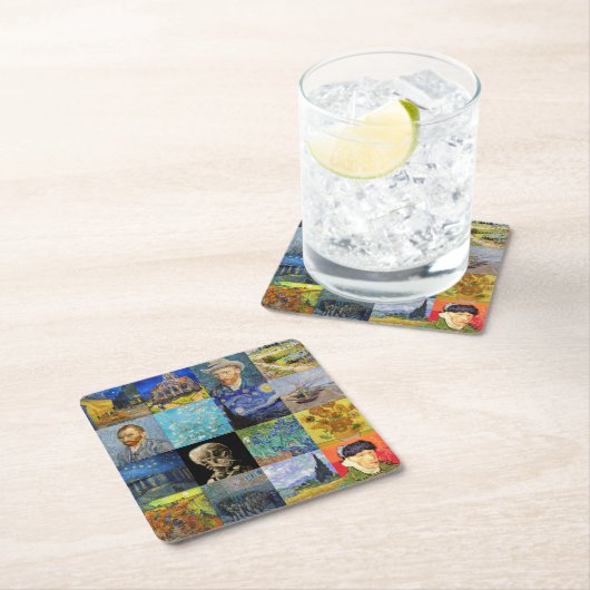 Vincent van Gogh - Meisterwerke Mosaic Patchwork Rechteckiger Pappuntersetzer (Vor Ort)