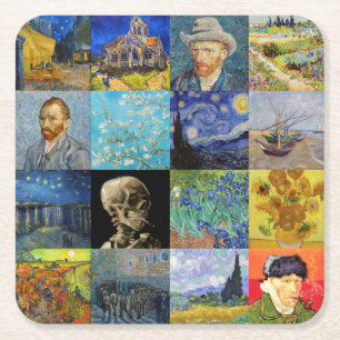 Vincent van Gogh - Meisterwerke Mosaic Patchwork Rechteckiger Pappuntersetzer