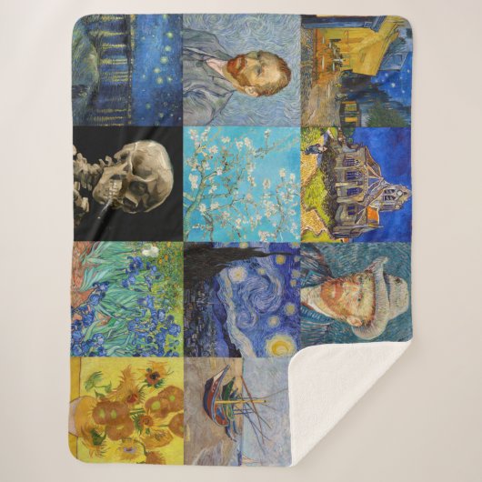 Vincent van Gogh - Meisterwerke Mosaic Patchwork Sherpadecke (Vorderseite)