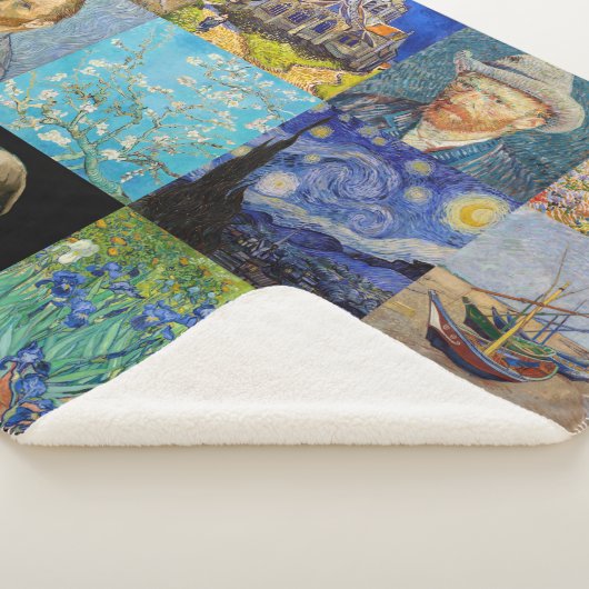 Vincent van Gogh - Meisterwerke Mosaic Patchwork Sherpadecke (3/4)