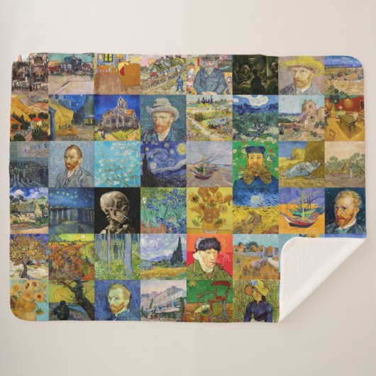 Vincent van Gogh - Meisterwerke Mosaic Patchwork Sherpadecke (Vorderseite (Horizontal))