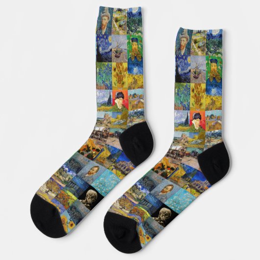Vincent van Gogh - Meisterwerke Mosaic Patchwork Socken (Linkes Detail)