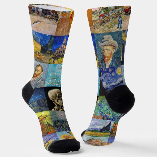 Vincent van Gogh - Meisterwerke Mosaic Patchwork Socken (Gewinkelt)