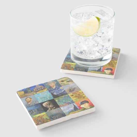 Vincent van Gogh - Meisterwerke Mosaic Patchwork Steinuntersetzer (Seitenansicht)