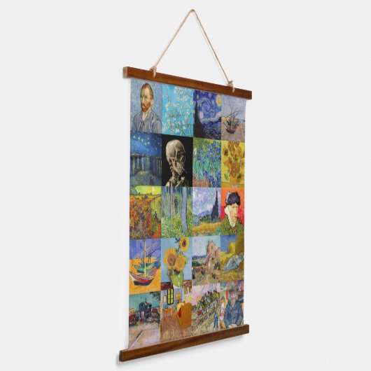 Vincent van Gogh - Meisterwerke Mosaic Patchwork Wandteppich Mit Holzrahmen (Gewinkelt)