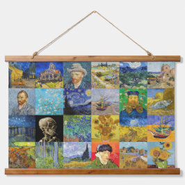 Vincent van Gogh - Meisterwerke Mosaic Patchwork Wandteppich Mit Holzrahmen