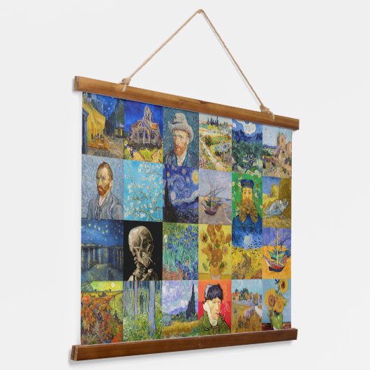 Vincent van Gogh - Meisterwerke Mosaic Patchwork Wandteppich Mit Holzrahmen (Gewinkelt)