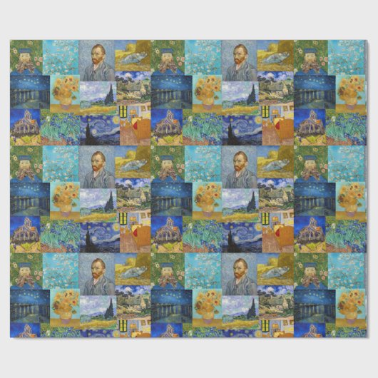 Vincent Van Gogh - Meisterwerke Patchwork Geschenkpapier (Flach)
