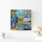 Vincent Van Gogh - Meisterwerke Patchwork Quadratische Wanduhr (Zuhause)