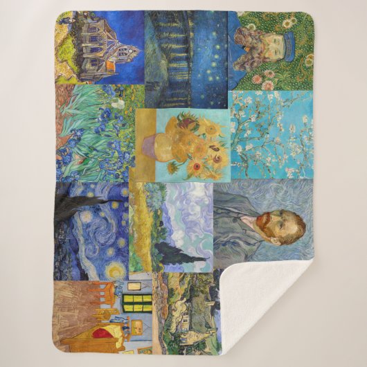 Vincent Van Gogh - Meisterwerke Patchwork Sherpadecke (Vorderseite)