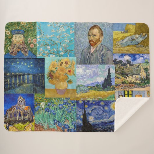 Vincent Van Gogh - Meisterwerke Patchwork Sherpadecke (Vorderseite (Horizontal))