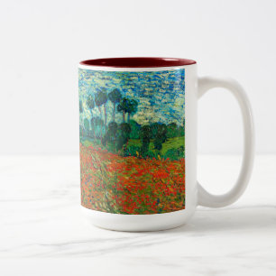 Vincent Van Gogh Mohnfeld Florales Vintage-Kunst Zweifarbige Tasse