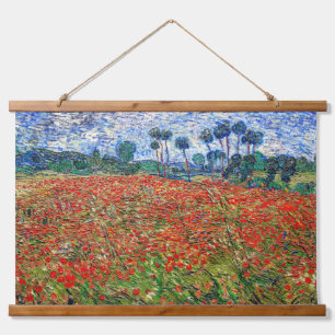 Vincent van Gogh - Mohnfeld Wandteppich Mit Holzrahmen