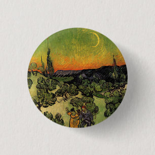 Vincent Van Gogh Mondbeleuchtete Landschaft Button
