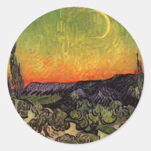 Vincent Van Gogh Mondlandschaft Runder Aufkleber