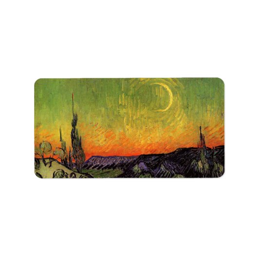 Vincent Van Gogh Moonlit Landschaft Adressaufkleber (Vorne)