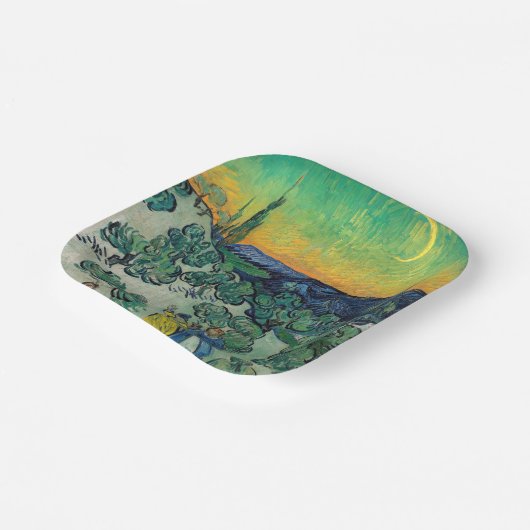 Vincent van Gogh - Moonlit Landschaft mit Paar Pappteller (Gewinkelt)