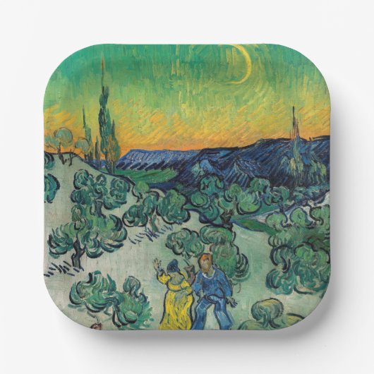 Vincent van Gogh - Moonlit Landschaft mit Paar Pappteller (Vorderseite)