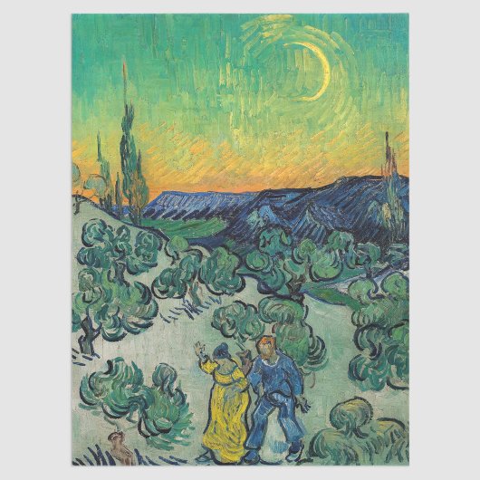 Vincent van Gogh - Moonlit Landschaft mit Paar Seidenpapier