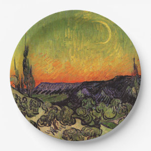 Vincent Van Gogh Moonlit Landschaft Pappteller