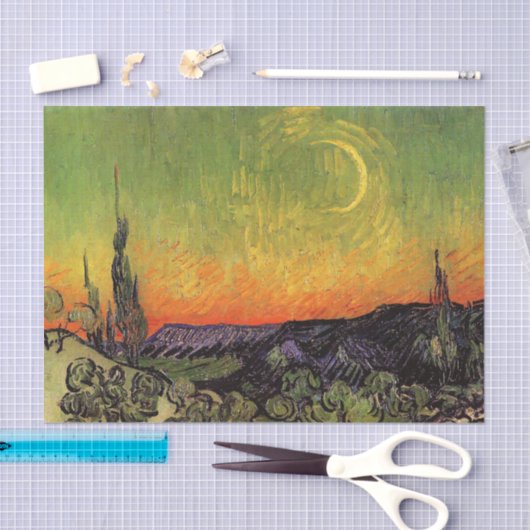 Vincent Van Gogh Moonlit Landschaft Seidenpapier (Handwerk)