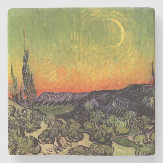 Vincent Van Gogh Moonlit Landschaft Steinuntersetzer (Vorderseite)