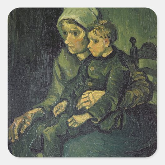 Vincent van Gogh | Mutter und Kind, 1885 Quadratischer Aufkleber (Vorderseite)