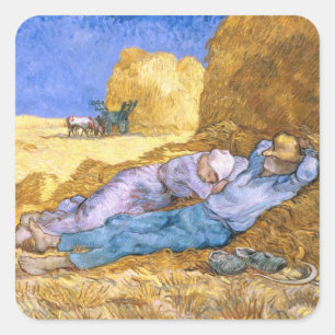 Vincent van Gogh Noon, The Siesta, after Millet Quadratischer Aufkleber