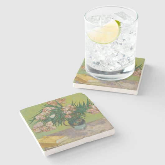 Vincent Van Gogh Oleander Blume Malerei Steinuntersetzer (Seitenansicht)