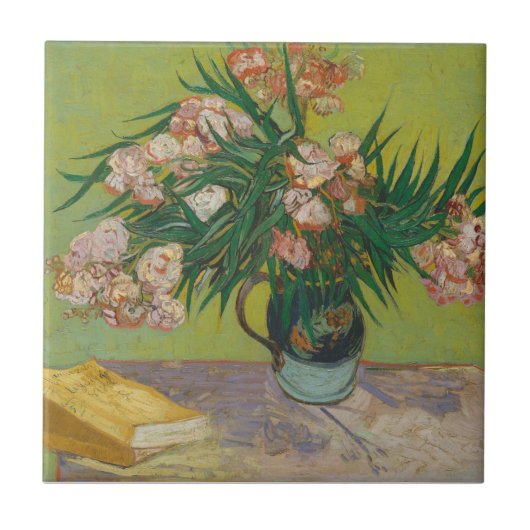 Vincent Van Gogh Oleander-Blumenmalerei Fliese (Vorderseite)