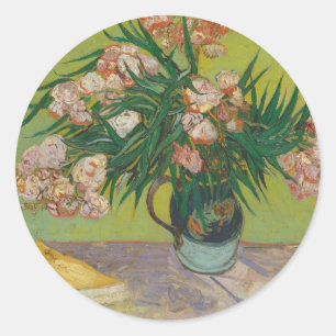 Vincent Van Gogh Oleander-Blumenmalerei Runder Aufkleber
