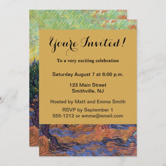Vincent Van Gogh Olive Grove Impressionismus Art Einladung (Vorne/Hinten)