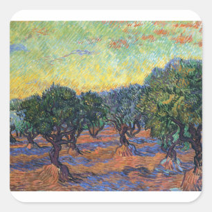 Vincent Van Gogh Olive Grove Impressionismus Art Quadratischer Aufkleber