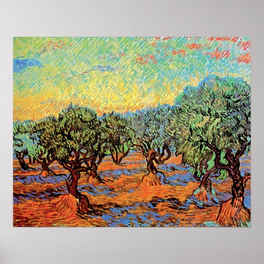 Vincent Van Gogh - Olive Grove mit Orange Sky Poster (Vorne)