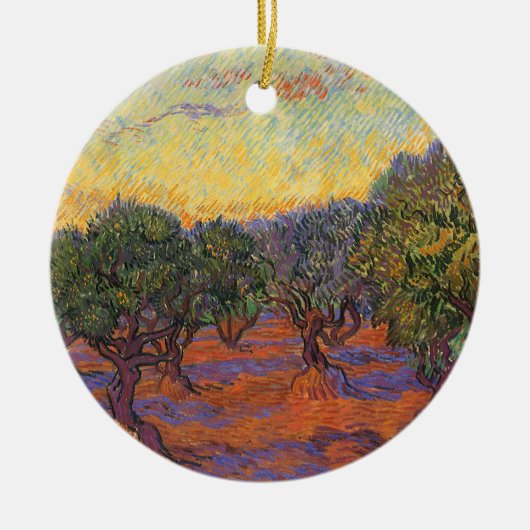 Vincent van Gogh - Olive Grove, Orange Sky Keramik Ornament (Vorne)