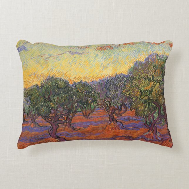 Vincent van Gogh - Olive Grove, Orange Sky Zierkissen (Vorderseite)