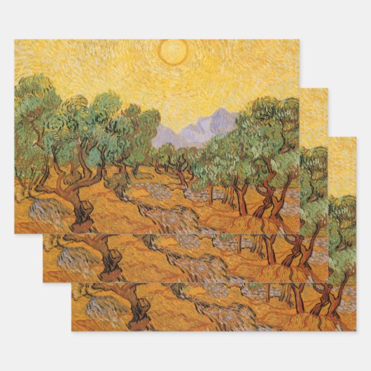 Vincent van Gogh - Olivenbäume, Gelber Himmel und  Geschenkpapier Set (Set)