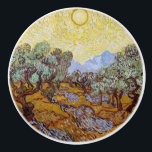 Vincent van Gogh - Olivenbäume, Gelber Himmel und  Keramikknauf<br><div class="desc">Olivenbäume mit gelbem Himmel und Sonne / Oliviers avec ciel jaune et soleil - Vincent van Gogh,  1889</div>
