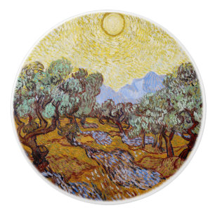 Vincent van Gogh - Olivenbäume, gelber Himmel und Keramikknauf
