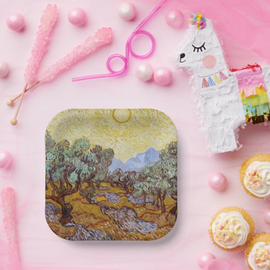 Vincent van Gogh - Olivenbäume, Gelber Himmel und  Pappteller (Party)